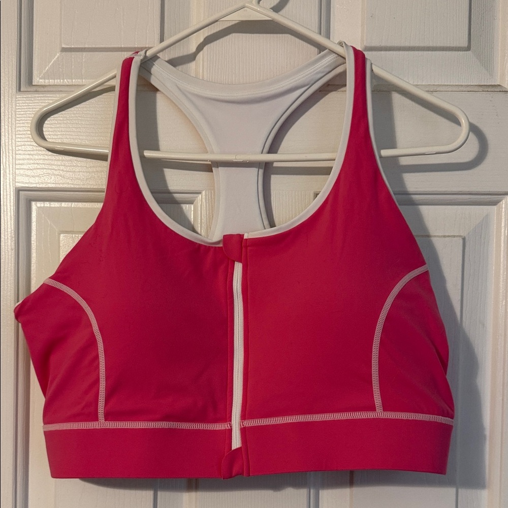 Vibrant Pink Zip-Front Sports Bra